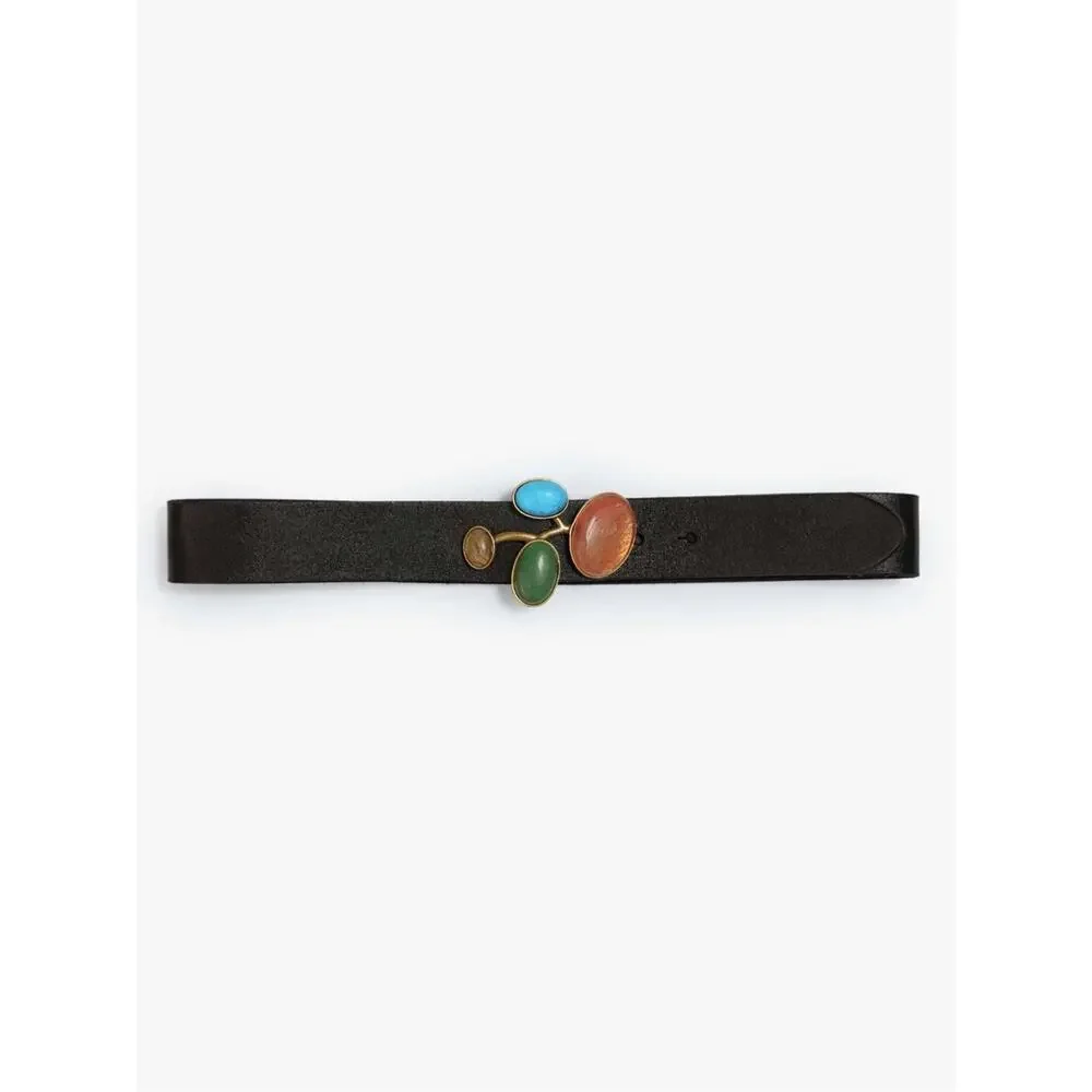 MOTHER Denim Jewelry Box Black Leather Belt L